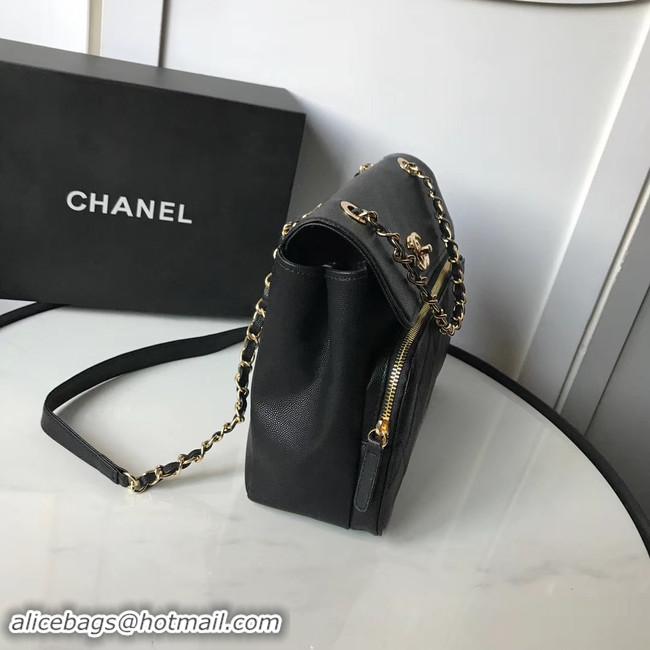 Spot Cheapest Chanel flap bag Grained Calfskin & Gold-Tone Metal AS1199 black