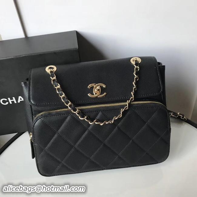 Spot Cheapest Chanel flap bag Grained Calfskin & Gold-Tone Metal AS1199 black