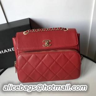 Imitation Chanel flap bag Grained Calfskin & Gold-Tone Metal AS1199 red