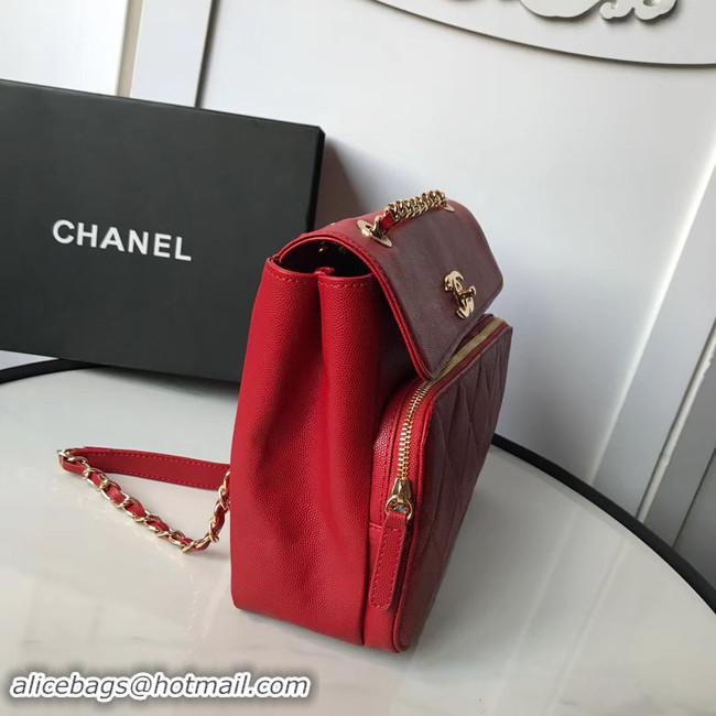 Imitation Chanel flap bag Grained Calfskin & Gold-Tone Metal AS1199 red