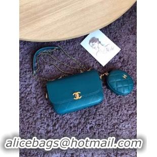 Discount CHANEL Flap Bag Lambskin&Gold-Tone Metal AS1094 blue