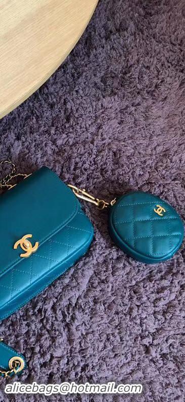 Discount CHANEL Flap Bag Lambskin&Gold-Tone Metal AS1094 blue