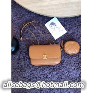 Best Price CHANEL Flap Bag Lambskin&Gold-Tone Metal AS1094 Camel