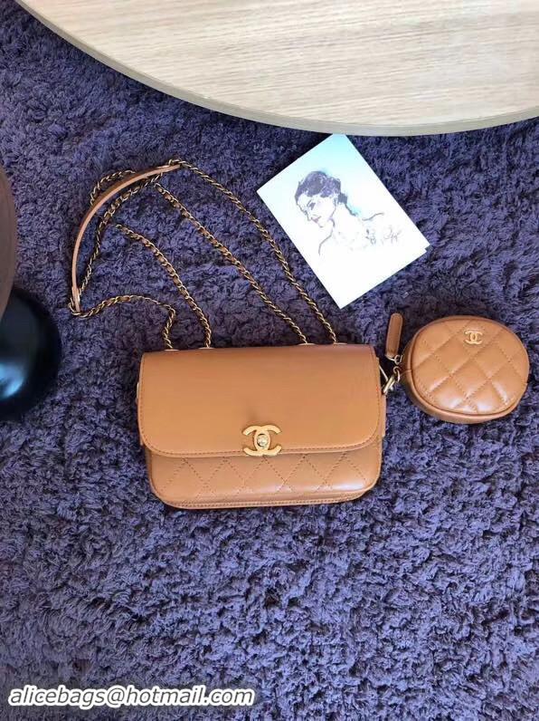 Best Price CHANEL Flap Bag Lambskin&Gold-Tone Metal AS1094 Camel