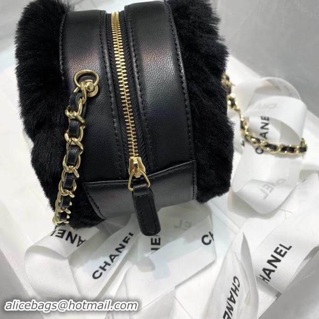 New Discount Chanel Wool sheepskin & Gold-Tone Metal AP0366 black