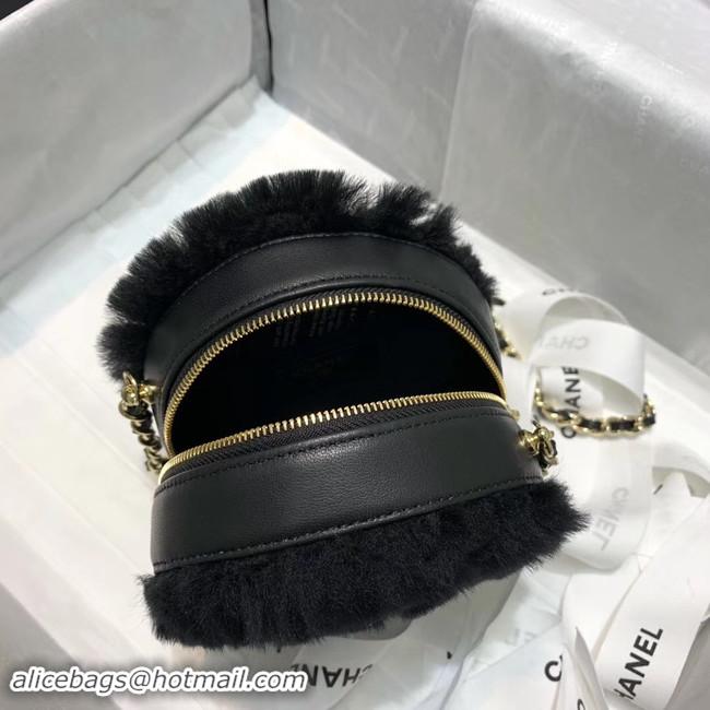 New Discount Chanel Wool sheepskin & Gold-Tone Metal AP0366 black