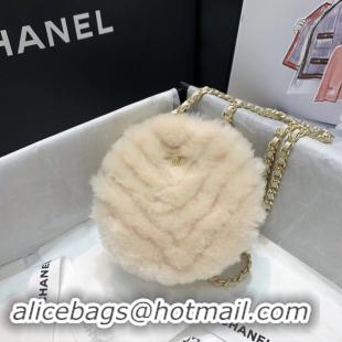 Top Qualiyt Chanel Wool sheepskin & Gold-Tone Metal AP0366 white