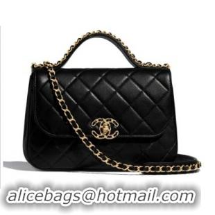 Best Product Chanel flap bag leather & Gold Metal AS0970 black