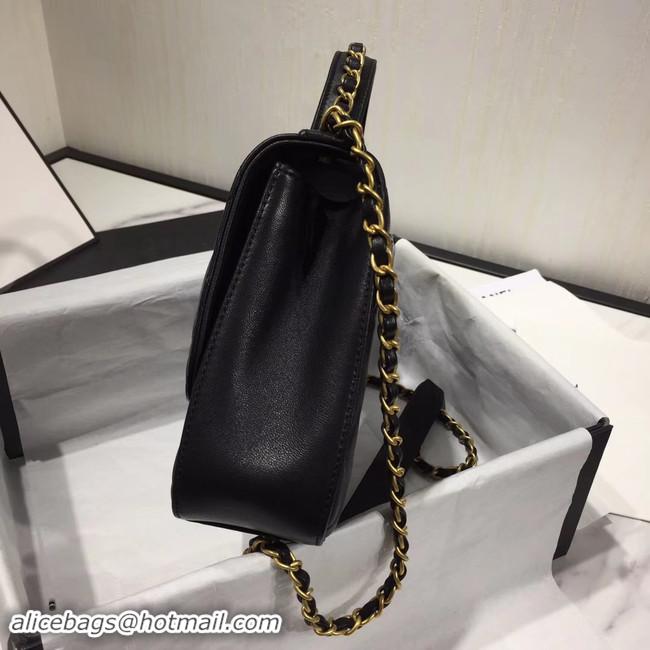 Best Product Chanel flap bag leather & Gold Metal AS0970 black