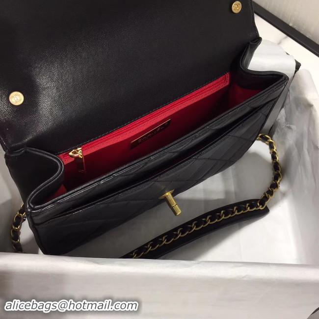 Best Product Chanel flap bag leather & Gold Metal AS0970 black