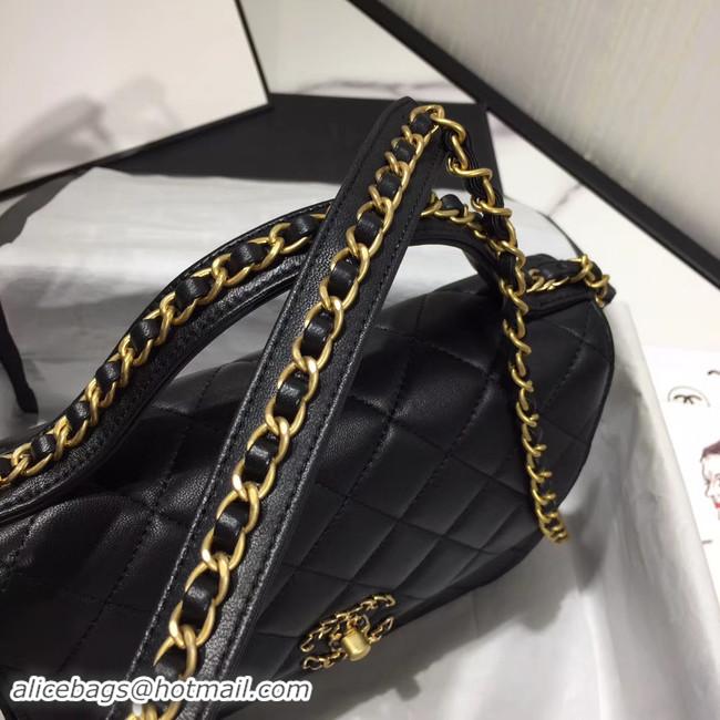 Best Product Chanel flap bag leather & Gold Metal AS0970 black