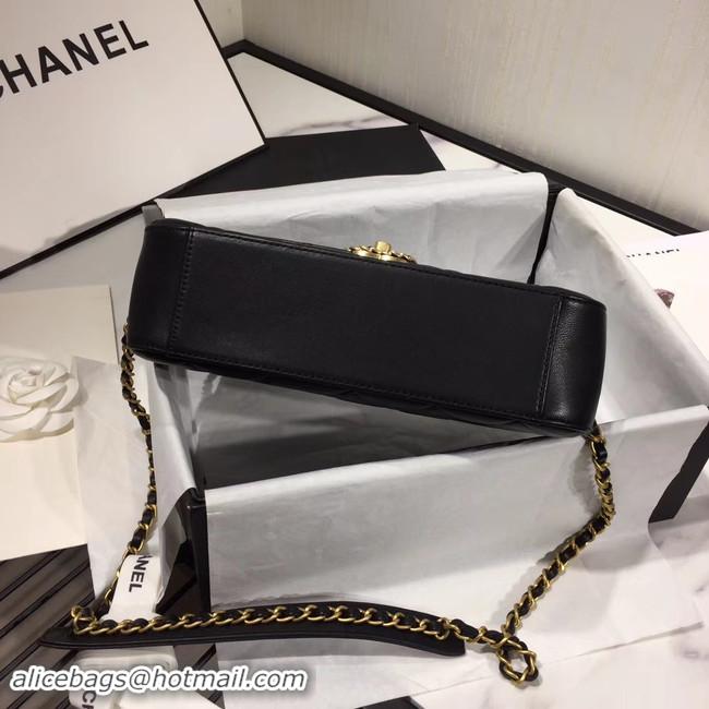 Best Product Chanel flap bag leather & Gold Metal AS0970 black