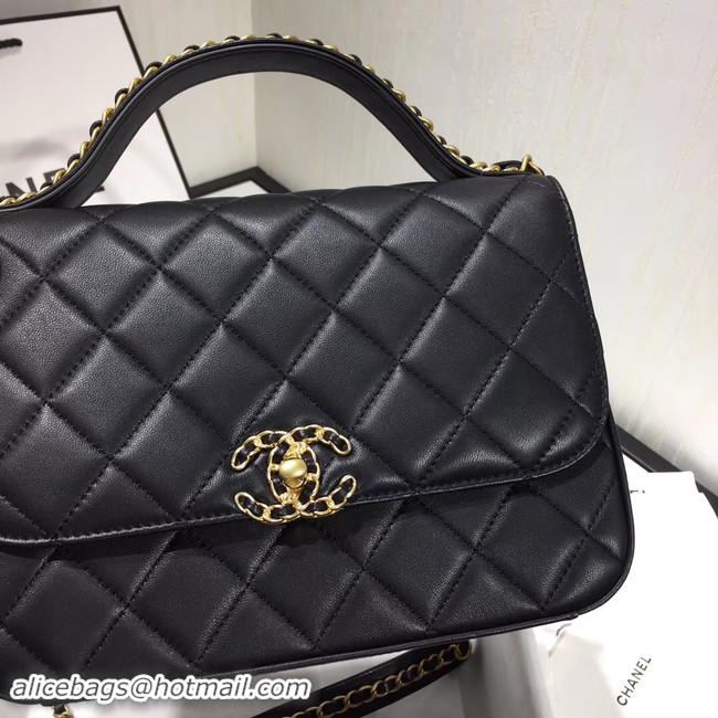 Best Product Chanel flap bag leather & Gold Metal AS0970 black