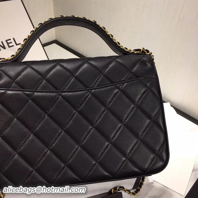 Best Product Chanel flap bag leather & Gold Metal AS0970 black