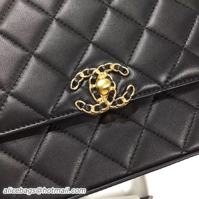 Best Product Chanel flap bag leather & Gold Metal AS0970 black