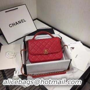 Good Quality Chanel flap bag leather & Gold Metal AS0970 red