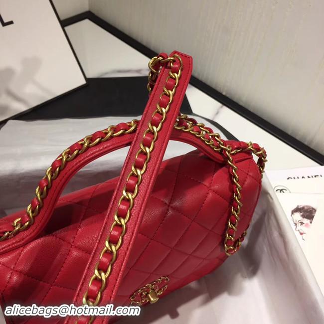 Good Quality Chanel flap bag leather & Gold Metal AS0970 red