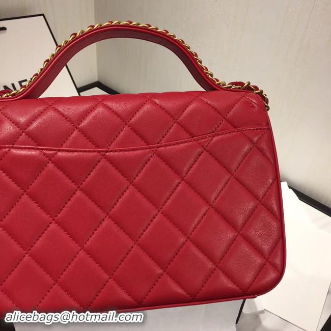 Good Quality Chanel flap bag leather & Gold Metal AS0970 red