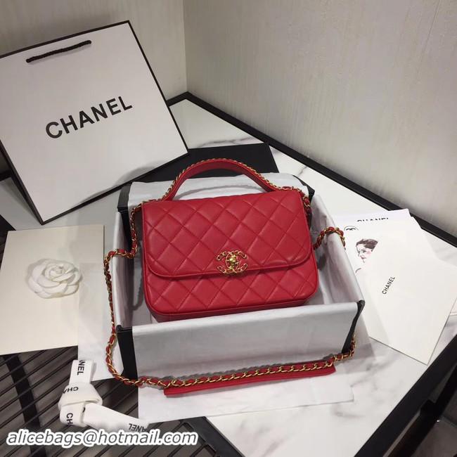 Good Quality Chanel flap bag leather & Gold Metal AS0970 red