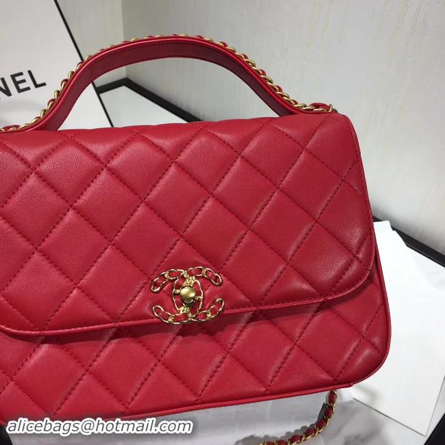 Good Quality Chanel flap bag leather & Gold Metal AS0970 red