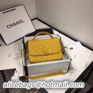 Top Grade Chanel flap bag leather & Gold Metal AS0970 yellow