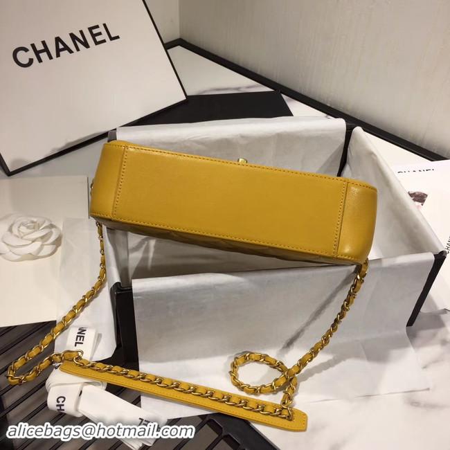 Top Grade Chanel flap bag leather & Gold Metal AS0970 yellow