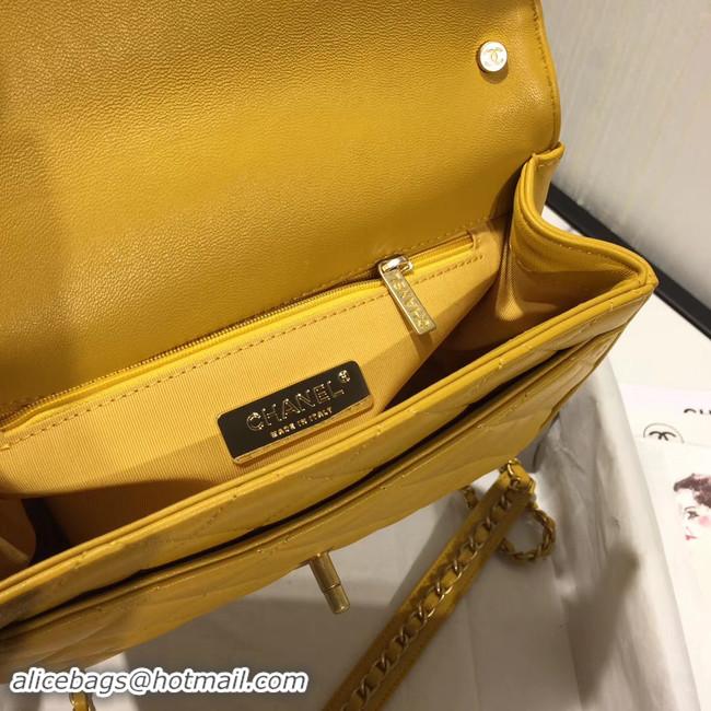 Top Grade Chanel flap bag leather & Gold Metal AS0970 yellow