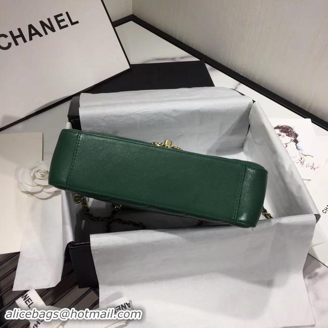 Good Discount Chanel flap bag leather & Gold Metal AS0970 green