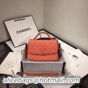 Buy Ladies Chanel flap bag leather & Gold Metal AS0970 light pink