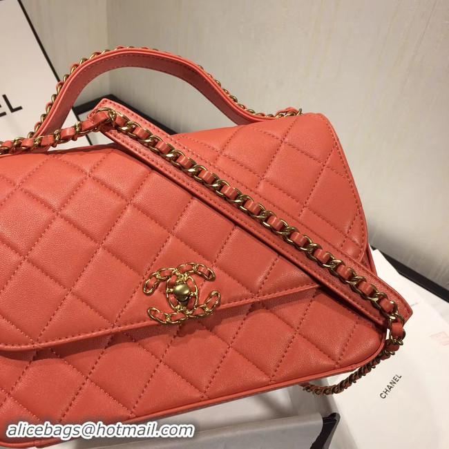 Buy Ladies Chanel flap bag leather & Gold Metal AS0970 light pink