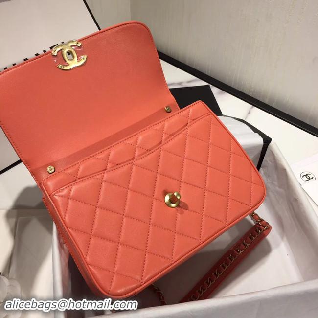 Buy Ladies Chanel flap bag leather & Gold Metal AS0970 light pink