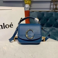 Good Quality Chloe Original Calfskin Leather Top Handle Small Bag 3S030 Blue