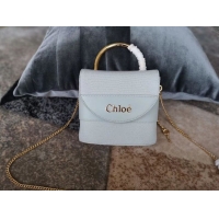 Good Quality Chloe Small Aby Lock Chain Bag in Embossed Lizard Effect on Calfskin & Goatskin 3S035 Light Blue