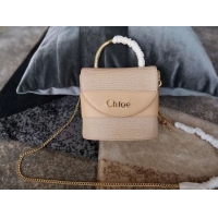 Sumptuous Chloe Small Aby Lock Chain Bag in Embossed Lizard Effect on Calfskin & Goatskin 3S035 Apricot