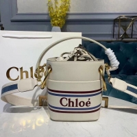 Unique Style Chloe Roy Mini Smooth Leather Bucket Bag 3S508 White