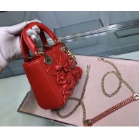 Pretty Style Dior MINI LADY DIOR CALFSKIN BAG M0505 red