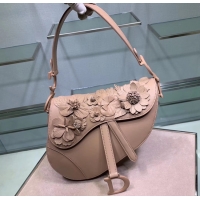 Top Grade Dior SADDLE-TAS VAN KALFSLEER Bag Flower M0446C Nude