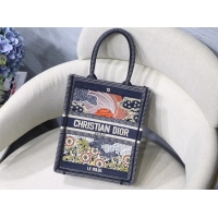 Grade Quality SUN VERTICAL DIOR BOOK TOTE TAROT EMBROIDERED CANVAS BAG M1272Z-1