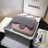 New Arrivals Chanel Classic Shoulder Bag Original Wool A57030 Gray&Pink