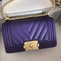 Shop Classic Boy Chanel Flap Bag Original Leather A67085 Purple