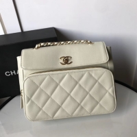 Hot Sell Chanel flap bag Grained Calfskin & Gold-Tone Metal AS1199 white