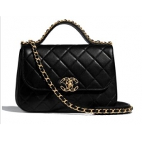 Best Product Chanel flap bag leather & Gold Metal AS0970 black