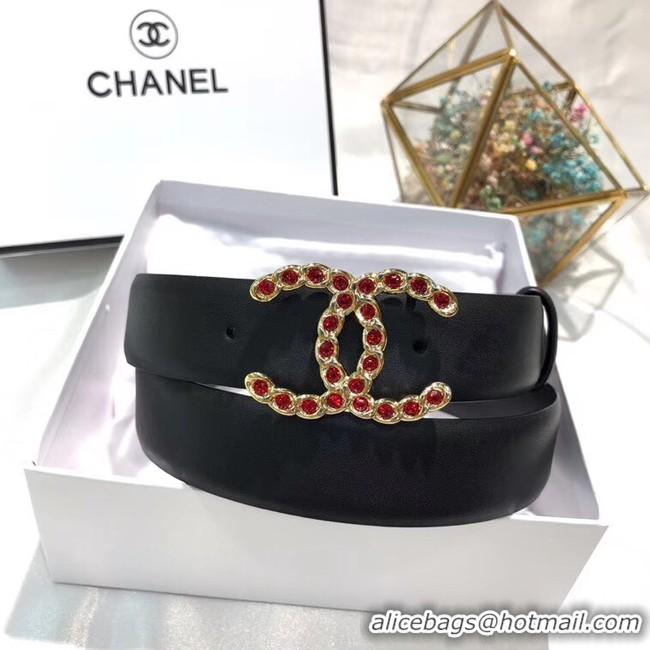 Cheapest Chanel Width 3CM CC Calf Leather Belt 56588 Black