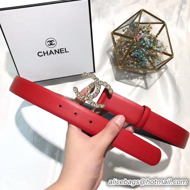 Best Cheap Chanel Width 3CM CC Calf Leather Belt 56588 Red