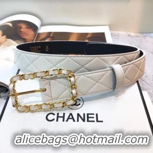 Top Quality Chanel Width 30mm Calf Leather Belt 56598 White