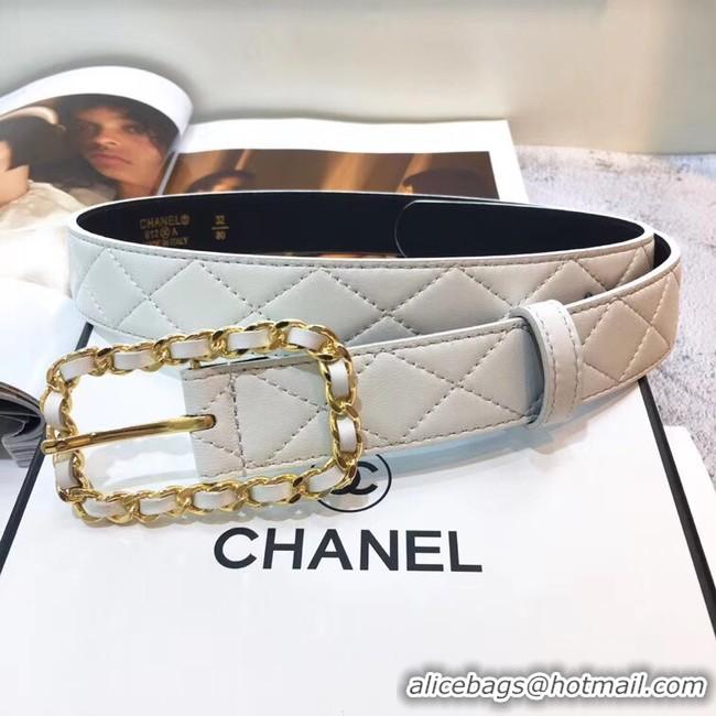 Top Quality Chanel Width 30mm Calf Leather Belt 56598 White