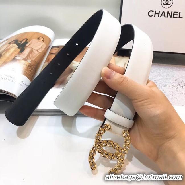 Imitation Chanel Width 30mm CC Logo Calf Leather Belt 56601 White