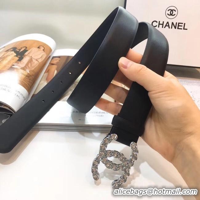 High Quality Chanel Width 30mm CC Logo Calf Leather Belt 56604 Black