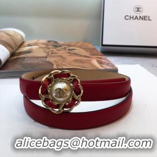 Best Quality Chanel Calf Leather Belt Flower Logo In Width 20mm 56610 Red