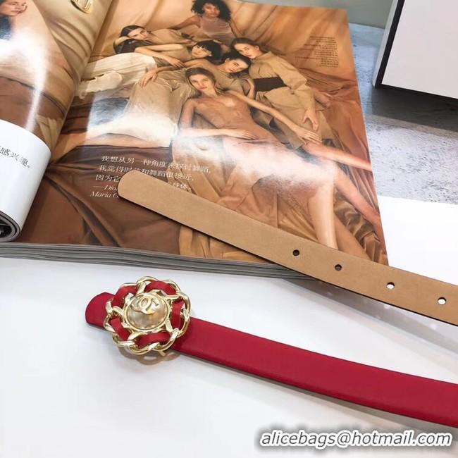 Best Quality Chanel Calf Leather Belt Flower Logo In Width 20mm 56610 Red